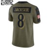 Baltimore Ravens Tröjor Lamar Jackson 8 Nike 2021 Salute to Service - Barn